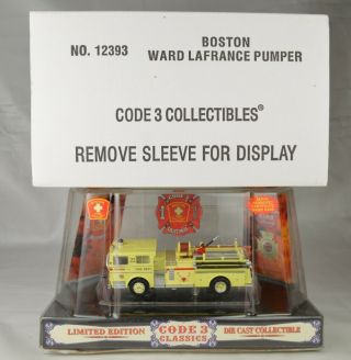 Code 3 Collectibles 12393 " Boston " Ward Lafrance Pumper Truck W/package