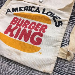 Vintage America Loves Burger King Bag Backpack Sack 70 ' s 80 ' s Canvas Advertising 2