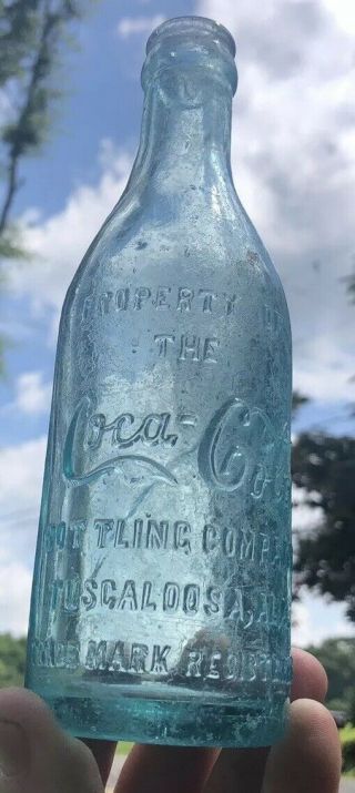 Early Script Coca Cola Bottle Tuscaloosa Alabama Rare Ice Blue Ala