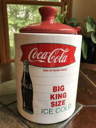 Vintage Coca - Cola Cookie Jar With Lid Big King Size Ceramic Ice Bucket Coca Cola