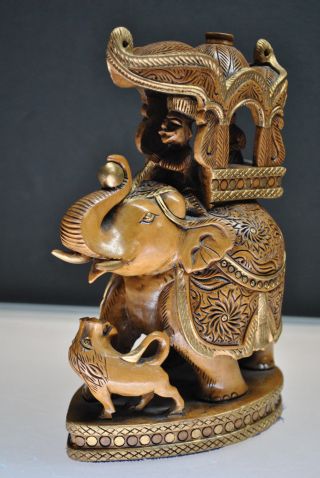 Gorgeous Hand Carved Mid Eastern Themed Elephant With Royalty