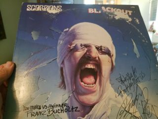 SCORPIONS BLACKOUT FULLY SIGNED AUTOGRAPHED VINYL LP RECORD RARE SCHENKER METAL 7