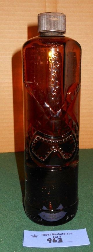 Vtg Hawaiian Tiki Totem Brown Glass Liquor Bottle Empty
