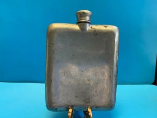 Old Vtg Collectible E.  & J.  B Hammered Pewter? Initial Plate Hip Pocket Flask 6