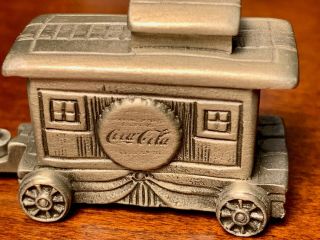Coca - Cola Pewter Train Set 4 Cars Engine,  Polar Bear,  Bottle Car,  Caboose 5