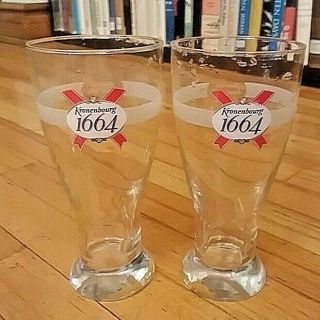 Kronenbourg 1664 Beer Glasses 7 - 1/2 " Tall 0.  5l (19 Oz) Likenew Glass