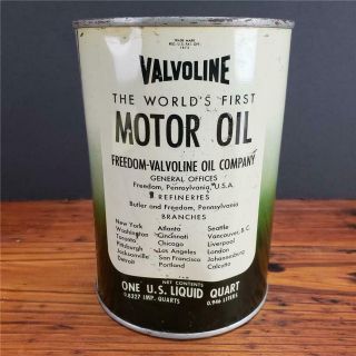 Vintage 1950 ' S NOS FULL VALVOLINE Motor Oil 1 Quart CAN sign 6