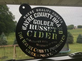 Antique Brass/copper Stencil Box Label Wayne County Golden Russet Cider