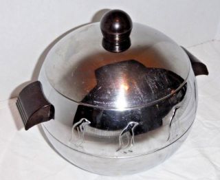 Vintage West Bend Penguin Ice Bucket Bakelite Handles Hot Cold Server Art Deco