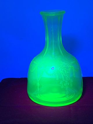 Vintage Uranium Glass White House Vinegar Bottle Lace Green