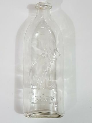 Vintage Comfy Glass Baby Feeder Bottle Embossed Dog Pluto From Mickey Mouse