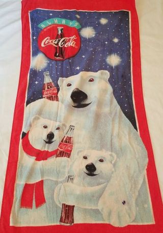 Vtg 1992 Coca Cola Coke Polar Bear Beach Towel