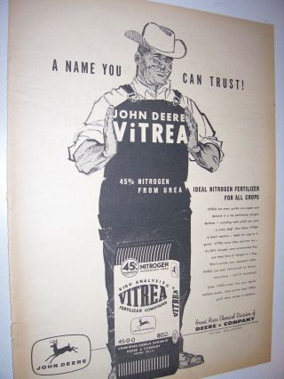Vintage John Deere Advertising - Vitrea 45 Nitrogen Fertilizer - 10 " X 14 "
