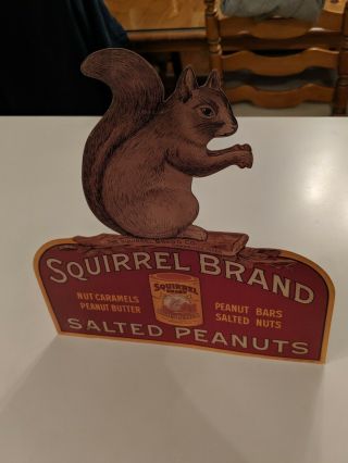 Vintage Die - Cut Cardboard Squirrel Brand Peanuts Lithograph Sign Cambridge,  Mass