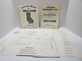 Williams Triple Action 1974 Pinball Machine Manuals,  Score Inst Cards