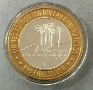 The Mirage Las Vegas Logo & Casino Front.  999 $10 Silver Strike Token Co132