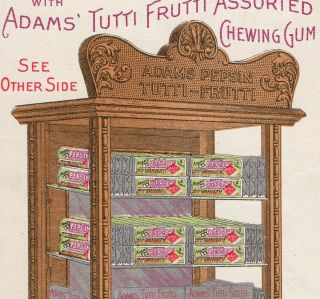 Adams Pepsin Tutti Frutti Rare Oak Show Case Card Chewing Gum Brooklyn Chicago