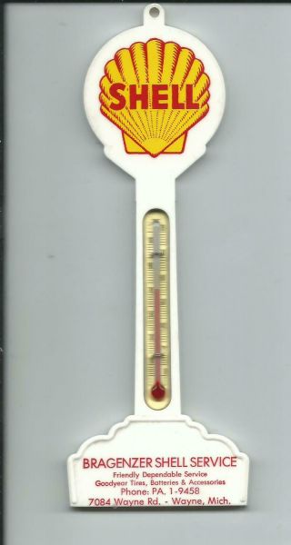 Pole Sign Thermometer,  Shell Gas,  Oil Wayne,  Michigan