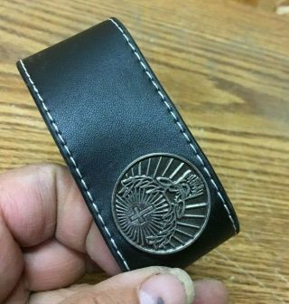 Jagermeister - Leather - Like Wrist Band - Black W/ Deer Logo Coin Medallion