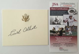 Carl Albert Signed Autographed 3.  5 X 4.  5 Card Jsa Certified House Speaker