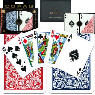 Copag 1546 Red/blue Poker Size Regular Index Plastic Cards 2 Pack