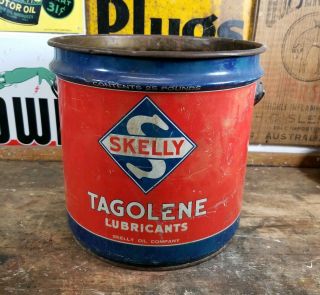 Vintage Skelly Tagolene Oil Grease Lubricant Gas Oil Can Bucket Pail 25 Pounds