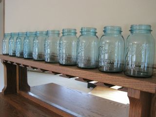 10 Blue Ball Perfect Mason Quart Jars w/ Rare Glass Lids Vintage 2