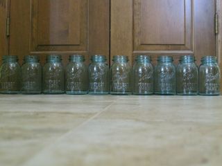10 Blue Ball Perfect Mason Quart Jars w/ Rare Glass Lids Vintage 5
