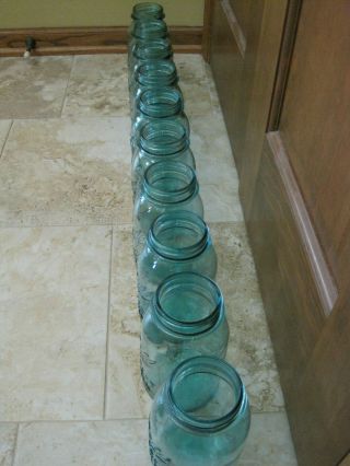 10 Blue Ball Perfect Mason Quart Jars w/ Rare Glass Lids Vintage 6