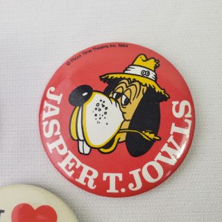 PIZZA TIME Chuck E Cheese and Jasper Jowls 1984 Buttons Pinbacks 2