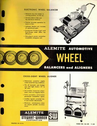 Vintage Ad 1960 Alemite Wheel Balancer & Aligner Jobbers Sell Sheet Advertising