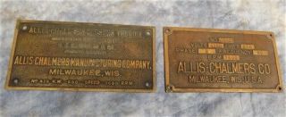 2 Allis Chalmers Co Brass Signs,  Parsons Turbine,  Milwaukee Wisconsin Badges