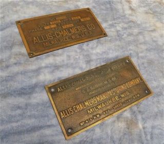 2 Allis Chalmers Co Brass Signs,  Parsons Turbine,  Milwaukee Wisconsin Badges 2