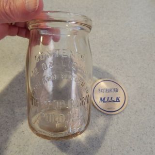 Tip - Top Dairy Polo,  Ill Il Illinois Cottage Cheese Jar Not A Milk Bottle - Lid