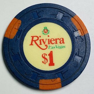 Closed Obsolete 1970’s $1 Riviera Vegas Casino Chip Early Green Crown Thin 1 H&c