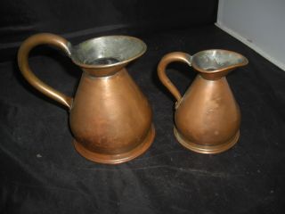 Vintage Copper Pint And 1/2 Pint Pitchers