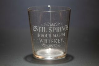 Pre Pro Prohibition Shot Glass Estil Springs Sour Mash Whiskey Ohio Glass