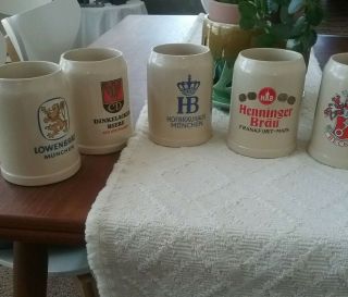 Vintage Gerz German Beer Mugs Stoneware 0.  5l Set Of 6 Made In W Germany Hb