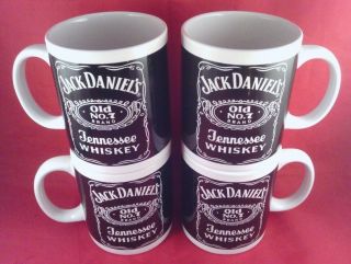 Set Of 4 Jack Daniels Whiskey Coffee Cup Mug Ceramic Old No 7 2001.  M.  Cornell