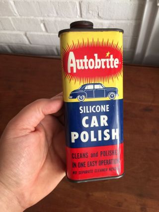 Vintage Autobrite Silicone Car Polish Metal Tin Can Empty