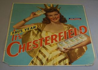 Org 1941 Rosemary Laplanche Miss America Chesterfield Cardboard Advertising Sign