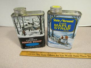 2 Vintage Vermont Maple Syrup Tins State Of Vermont And Pure