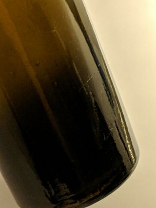 Dyottville Glass Patent Embossed Civil War Era Olive Amber Whiskey Bottle 6