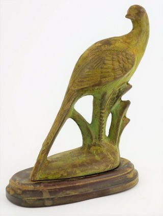 Vintage Metal Pheasant Bird Figurine Statue Figure - Ornate Detailed - 9.  5 " Tall