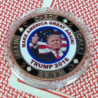 Card Guard - Donald Trump Make America Great Crooked Hillary Poker Chip S/h