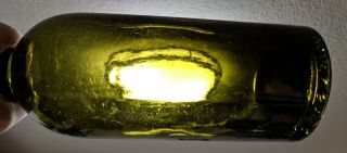 Dyottville Glass Embossed Civil War Era Olive Green Whiskey Bottle 2