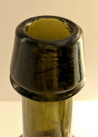 Dyottville Glass Embossed Civil War Era Olive Green Whiskey Bottle 6