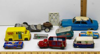 Vintage Tin Cars,  Trucks Japan Star Kist Tuna,  Sunshine Dairy,  Postal,  Windup,  Parts
