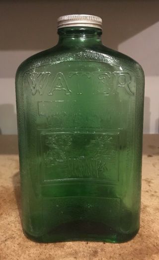 Vintage Owens Illinois Glass Co.  Green Quart Refrigerator Ozonated Water Bottle