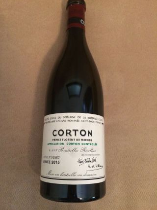 Drc Corton 2015 Empty Bottle Domaine De La Romanee Conti Wine Rare No Cork